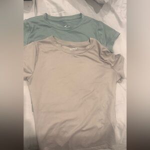 Hollister Sage and Taupe Crop Tops